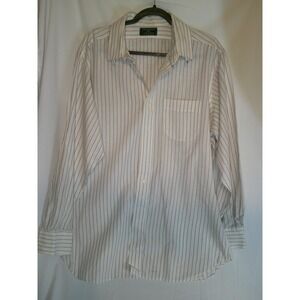 Tom James Custom Tailored White Striped Dress Shirt Wear XXL‎